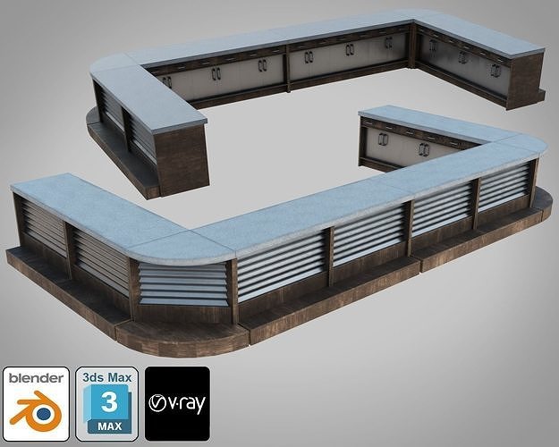 Bar table Low-poly 3D model