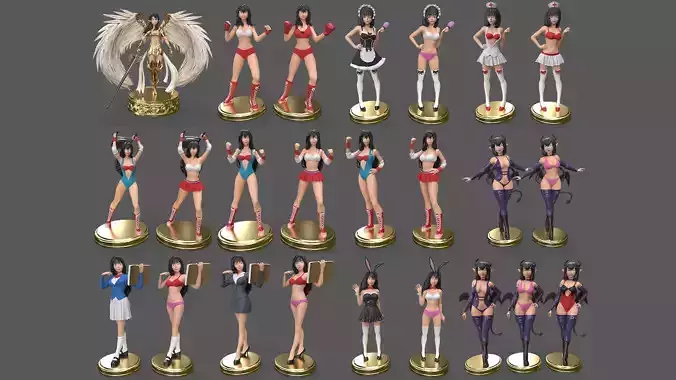 Anime WOMAN 3d printing - ULTIMATE PACK 3D Model Collection