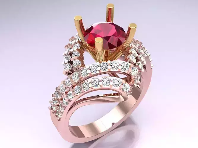Diamond Ring - Womens Rings - N116409 3D print model