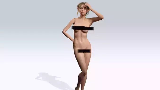 Naked Elf Girl brunette - Fully Rigged 3D model