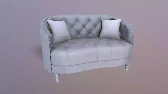 Modern Chesterfield Sofa Grey Fabric 2 Seater