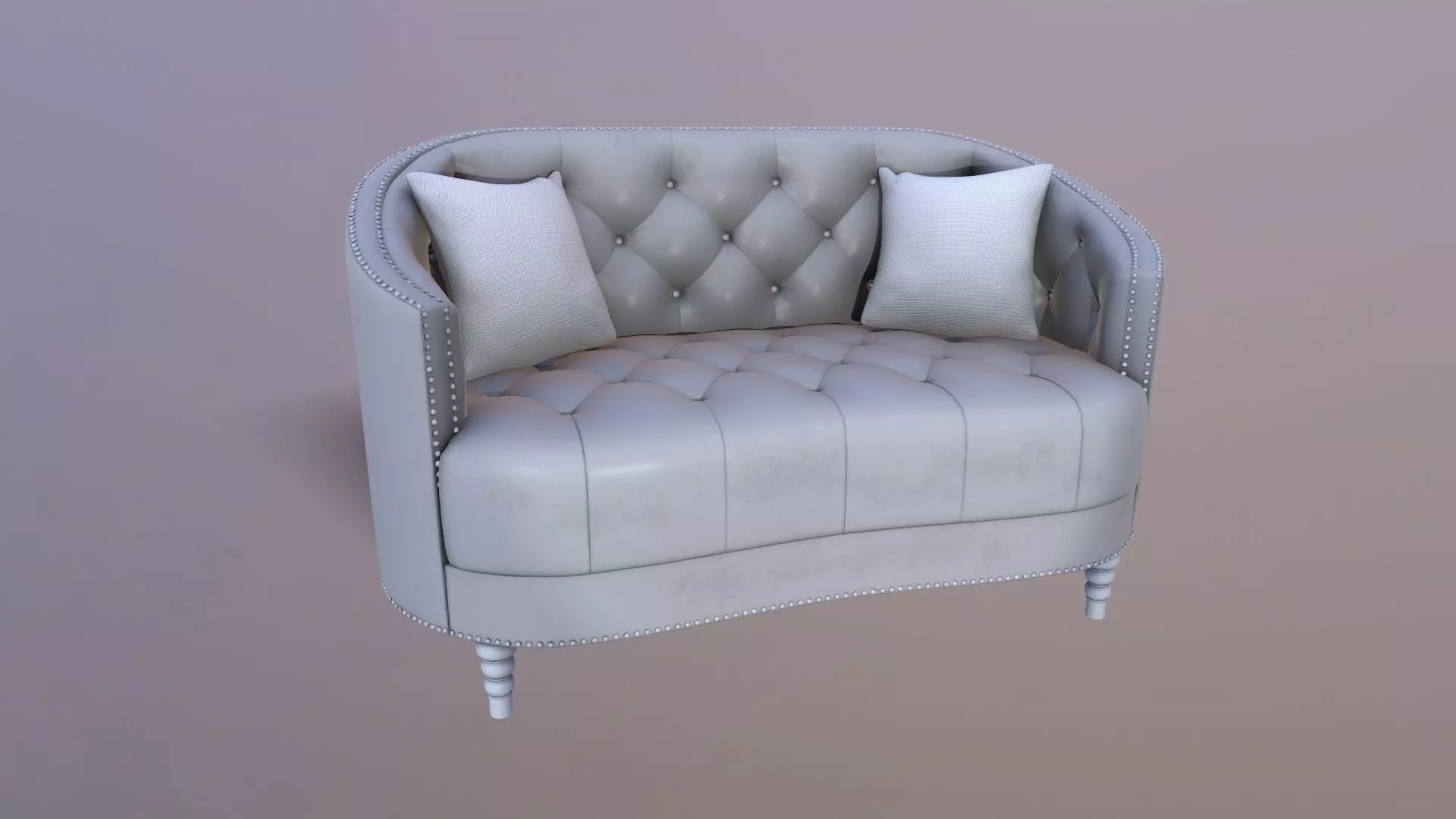 Modern Chesterfield Sofa Grey Fabric 2 Seater 3D model