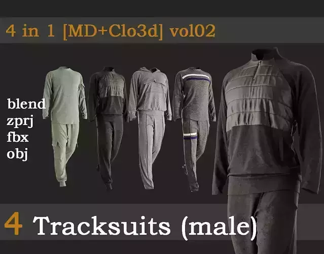 4 Tracksuits for men vol02 3D model