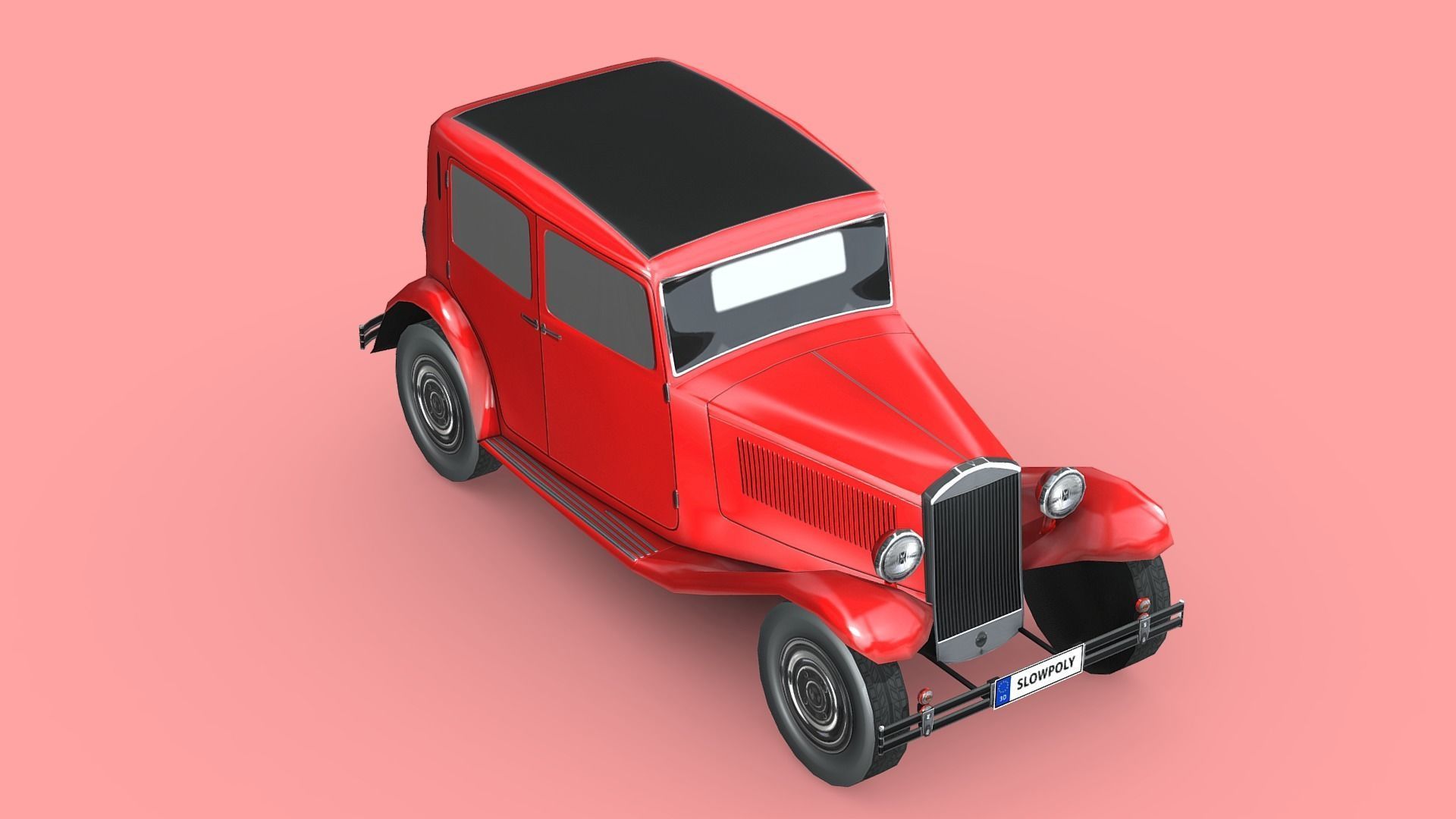 Lancia Augusta 1933 Low-poly 3D model_3