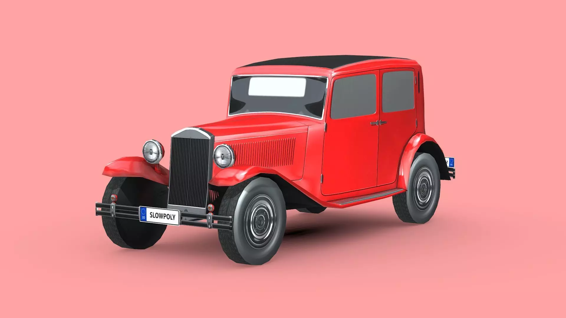 Lancia Augusta 1933 Low-poly 3D model_0