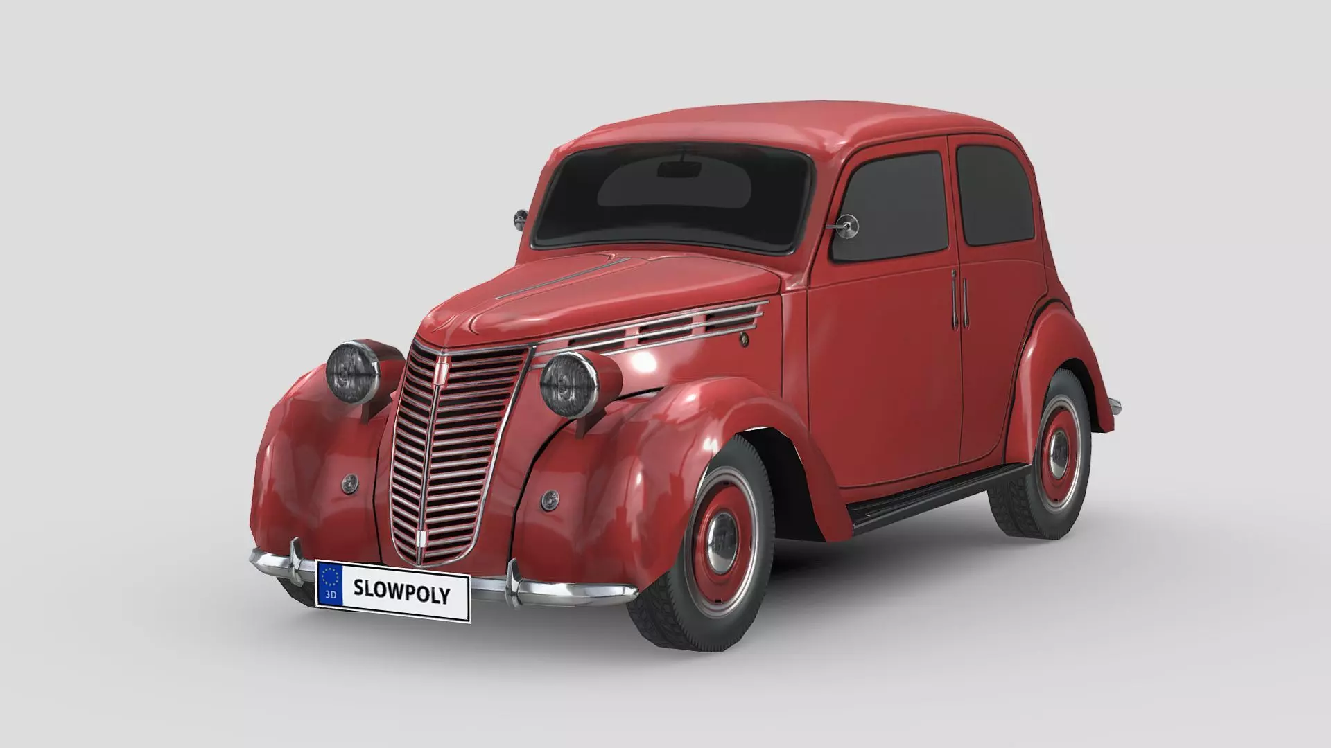 Fiat 1100 B 1949 Low-poly 3D model_0