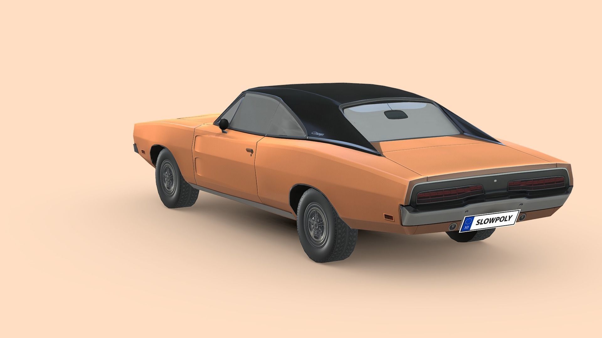 Dodge Charger RT 1969 Low-poly 3D model_1