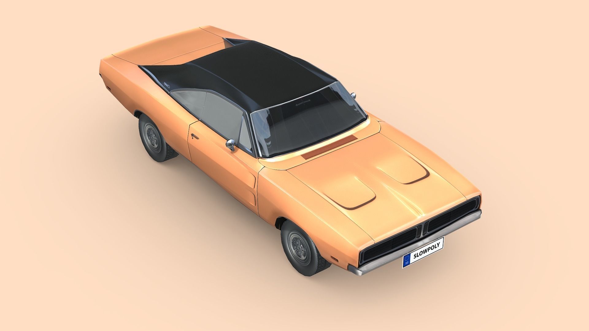 Dodge Charger RT 1969 Low-poly 3D model_3