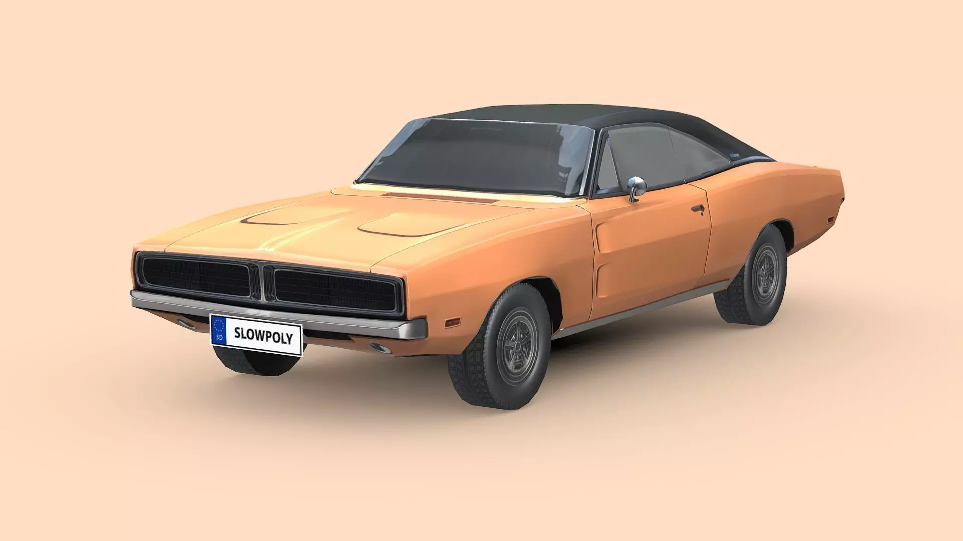 Dodge Charger RT 1969 Low-poly 3D model_0