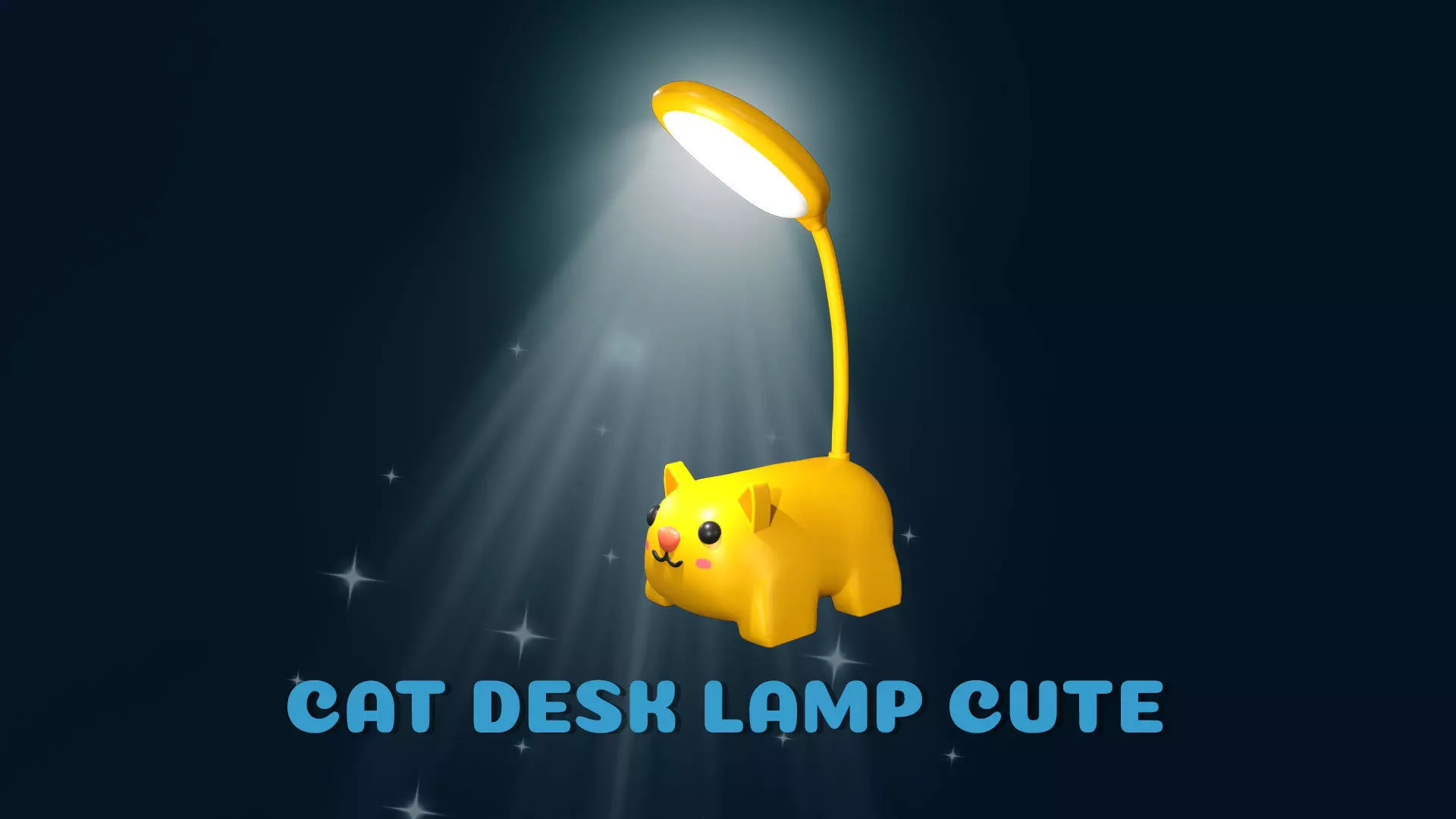 Cat Desk Lamp Cute Low-poly 3D model_0