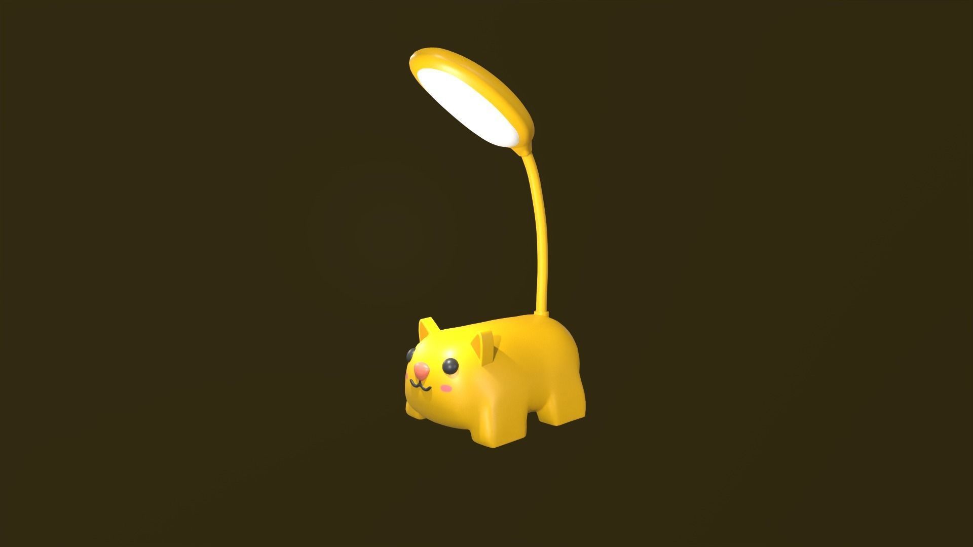 Cat Desk Lamp Cute Low-poly 3D model_8