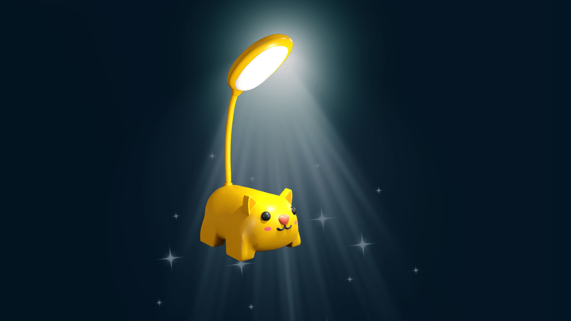 Cat Desk Lamp Cute Low-poly 3D model_2