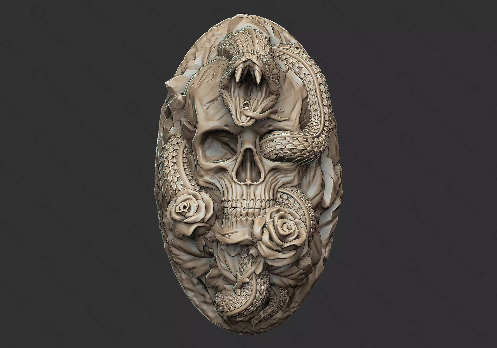 Snake medal1 or serpent mamba anaconda venum python poison devil 3D print model_0