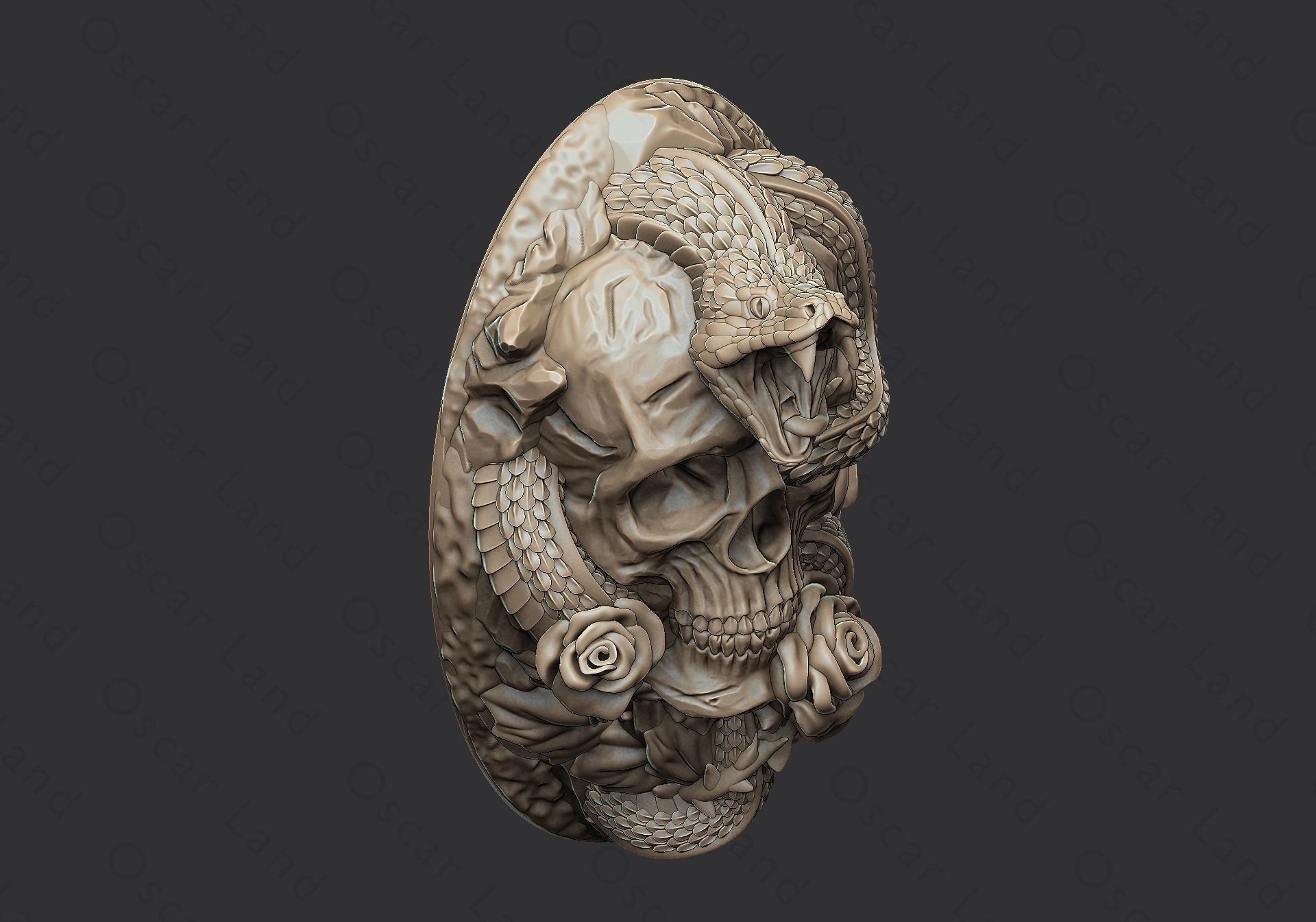 Snake medal1 or serpent mamba anaconda venum python poison devil 3D print model_3