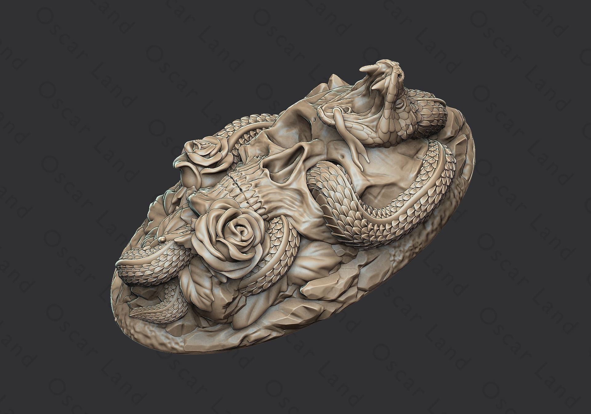 Snake medal1 or serpent mamba anaconda venum python poison devil 3D print model_2