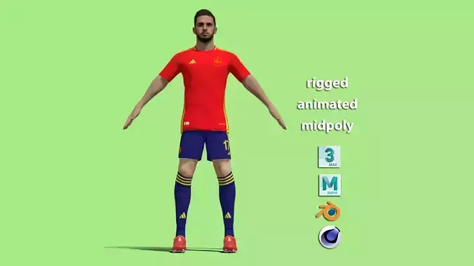 T-Pose Rigged Pablo Sarabia Spain Euro 2024 3D model  T-Pose Rigged Pablo Sarabia Spain Euro 2024 3D model