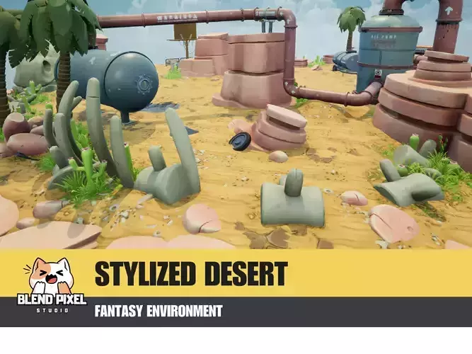 Fantasy Environment - Stylized Desert Low-poly 3D model