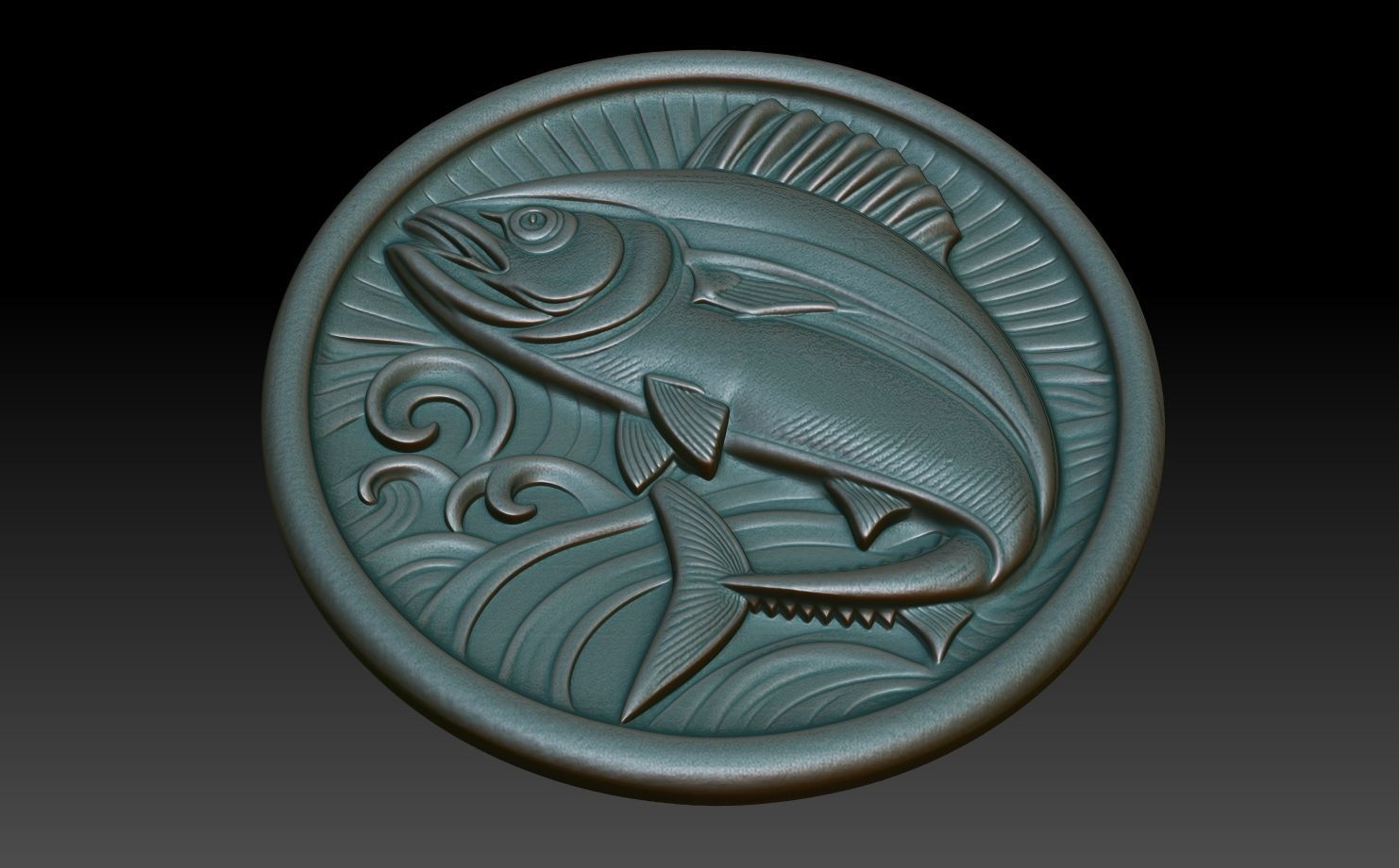 Tuna Basrelief 240601 3D print model_4