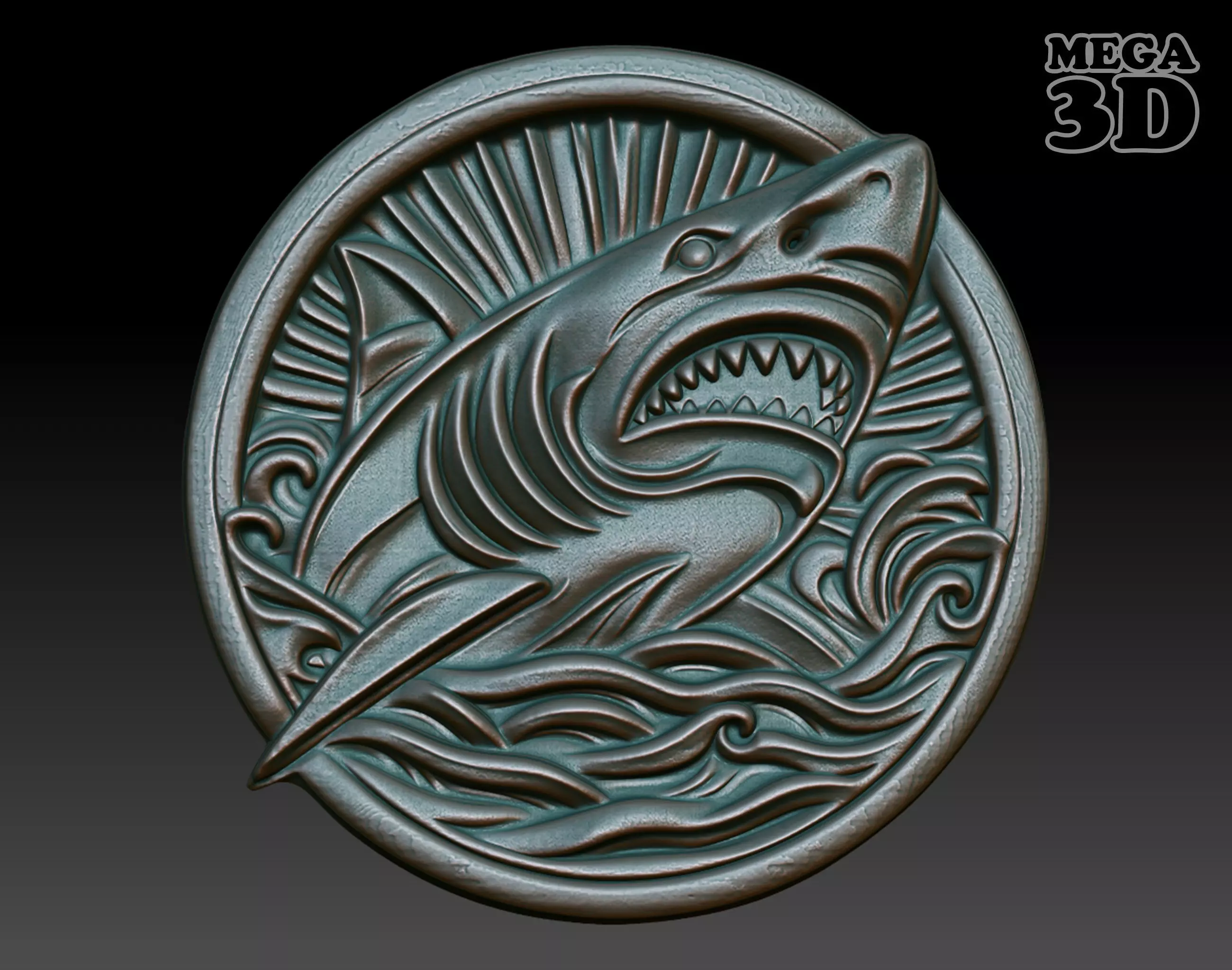 Shark Basrelief 240601 3D print model_0