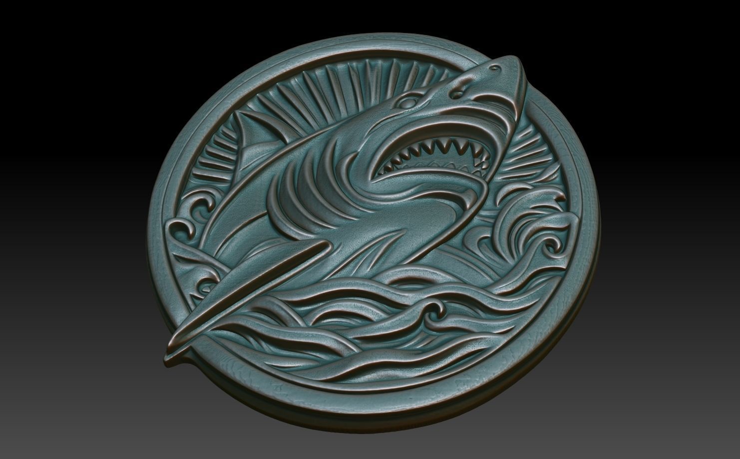 Shark Basrelief 240601 3D print model_4