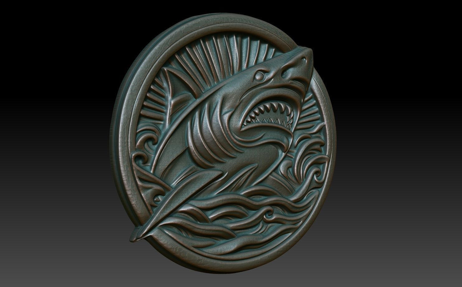 Shark Basrelief 240601 3D print model_2