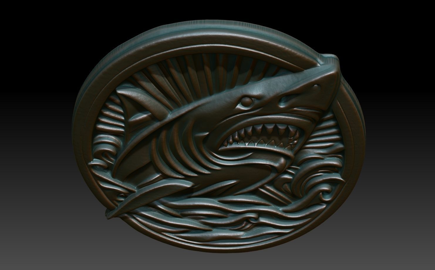 Shark Basrelief 240601 3D print model_3