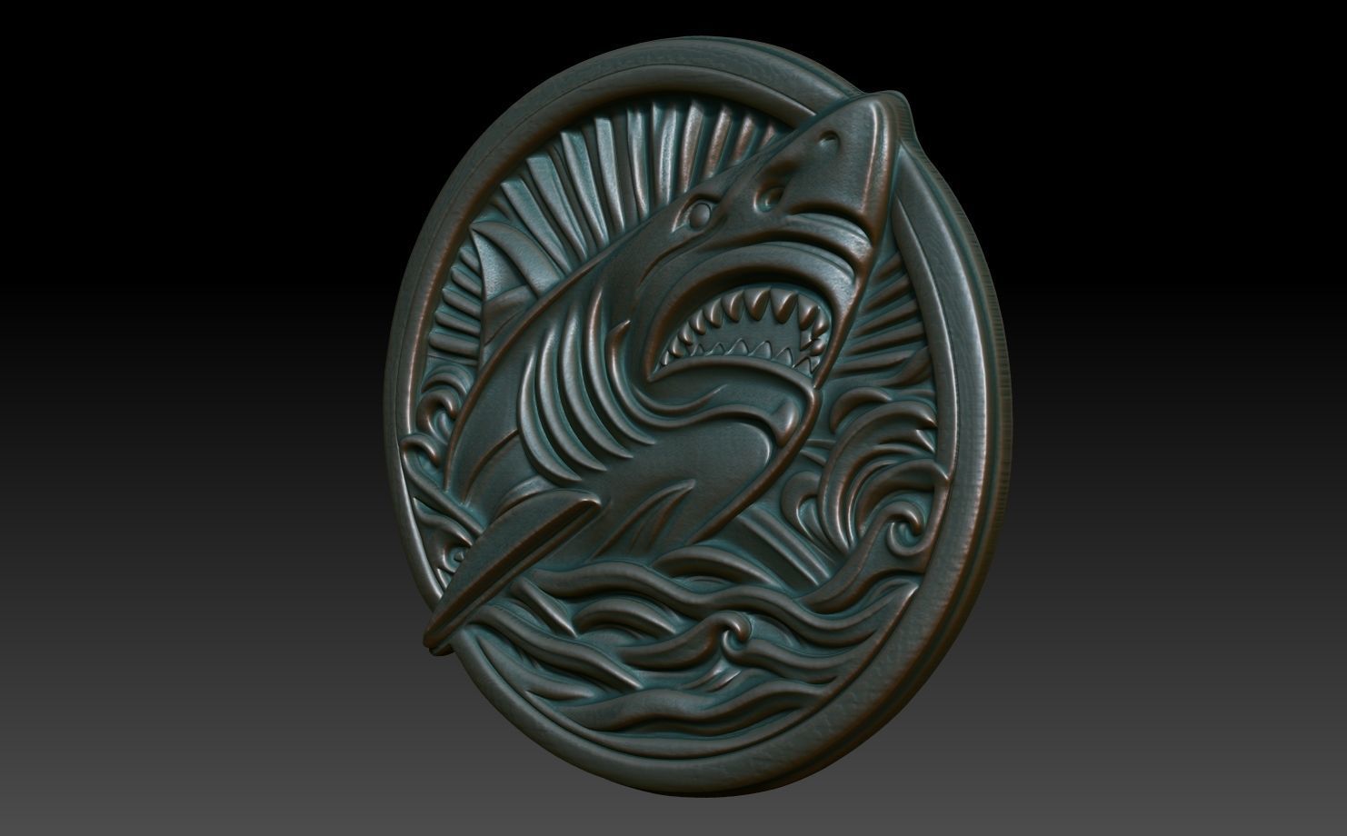 Shark Basrelief 240601 3D print model_1