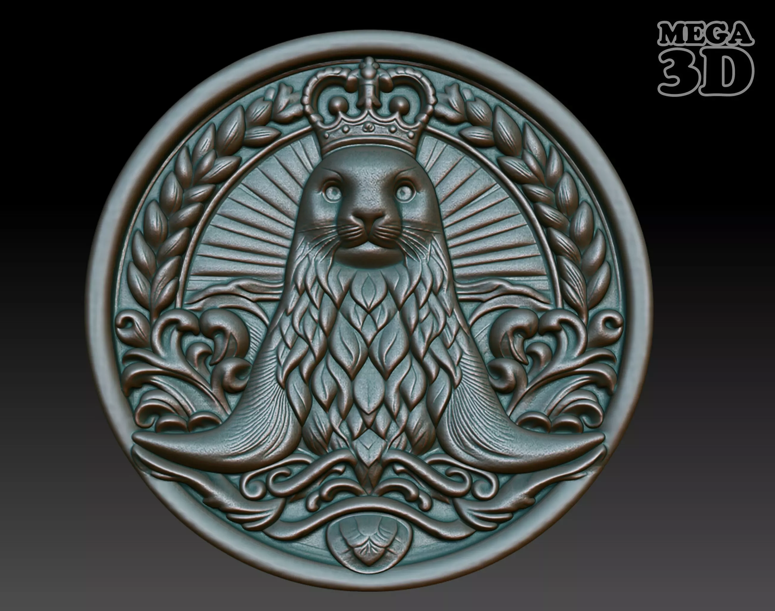 Seal Basrelief 240601 3D print model_0