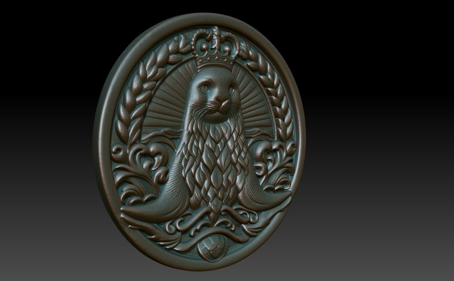 Seal Basrelief 240601 3D print model_2