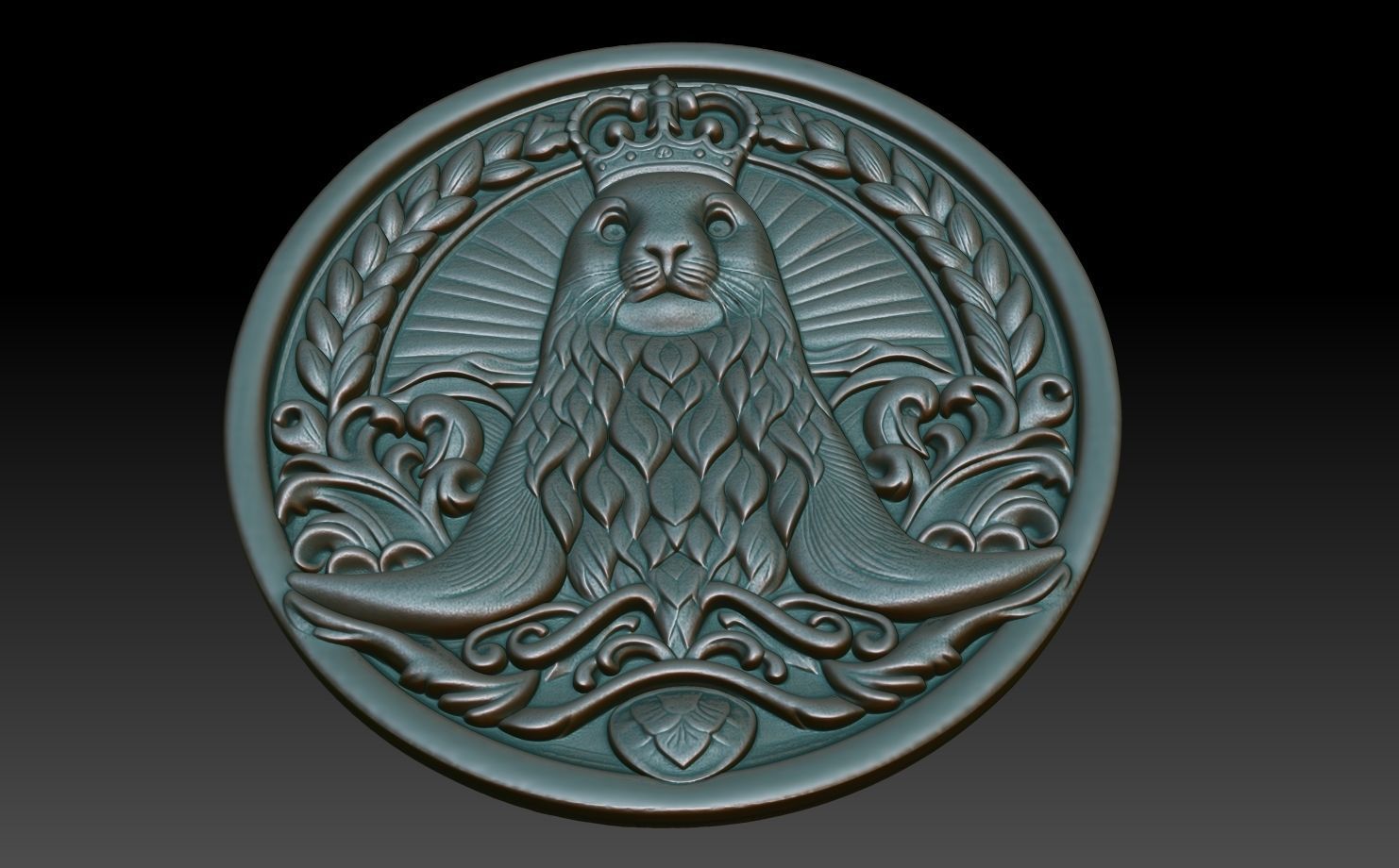Seal Basrelief 240601 3D print model_4
