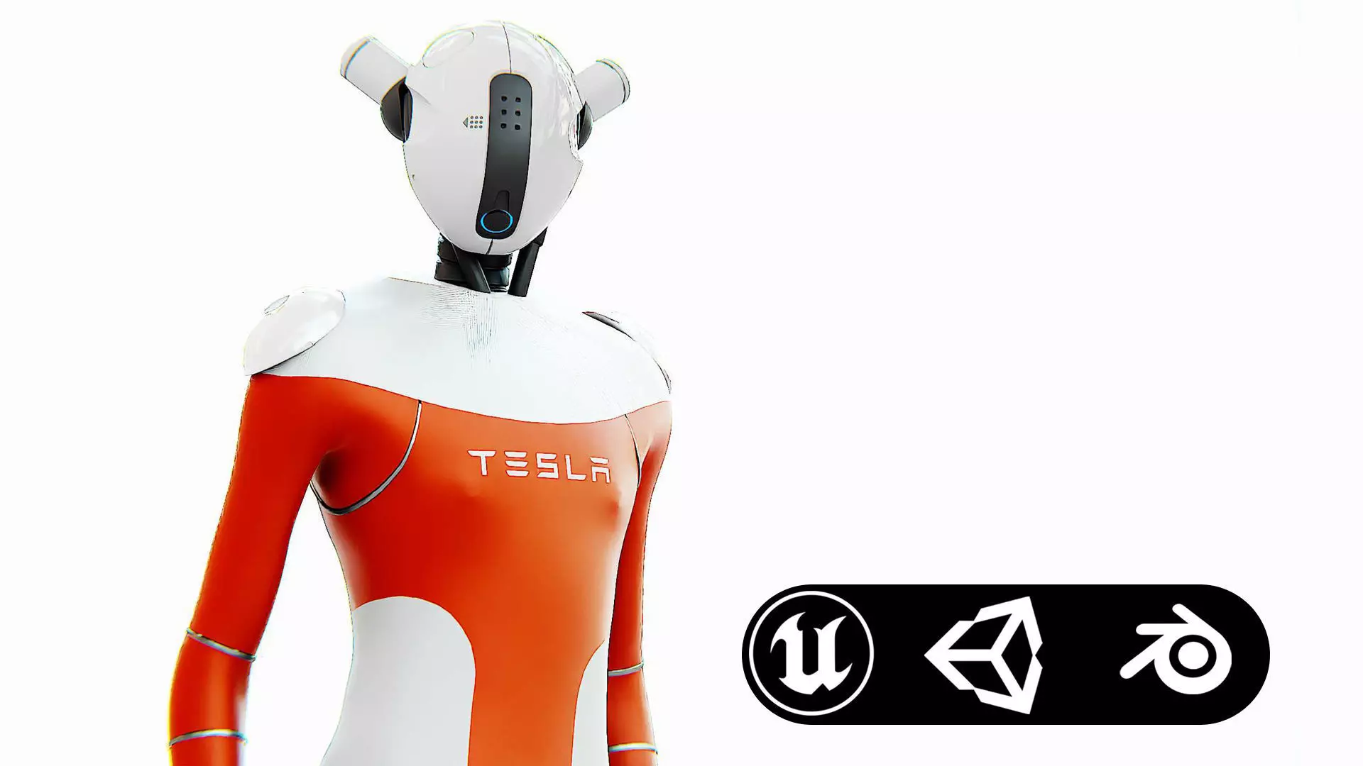 TESLA ROBOT V-3 Rigged for Unreal Engine - Unity - MIXAMO 3D model_0