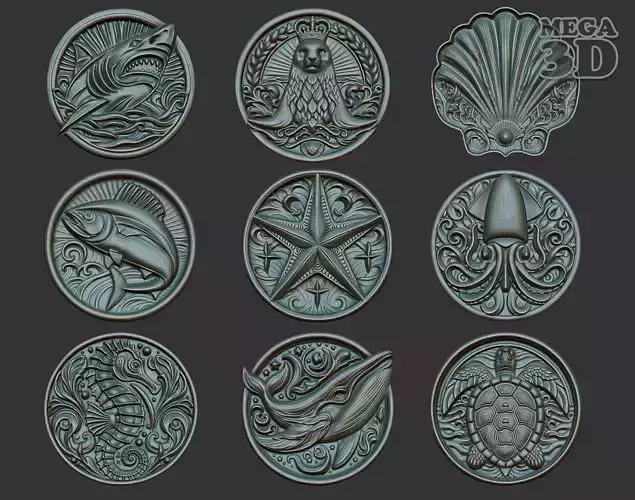 Ocean Animal Basrelief Pack 240601