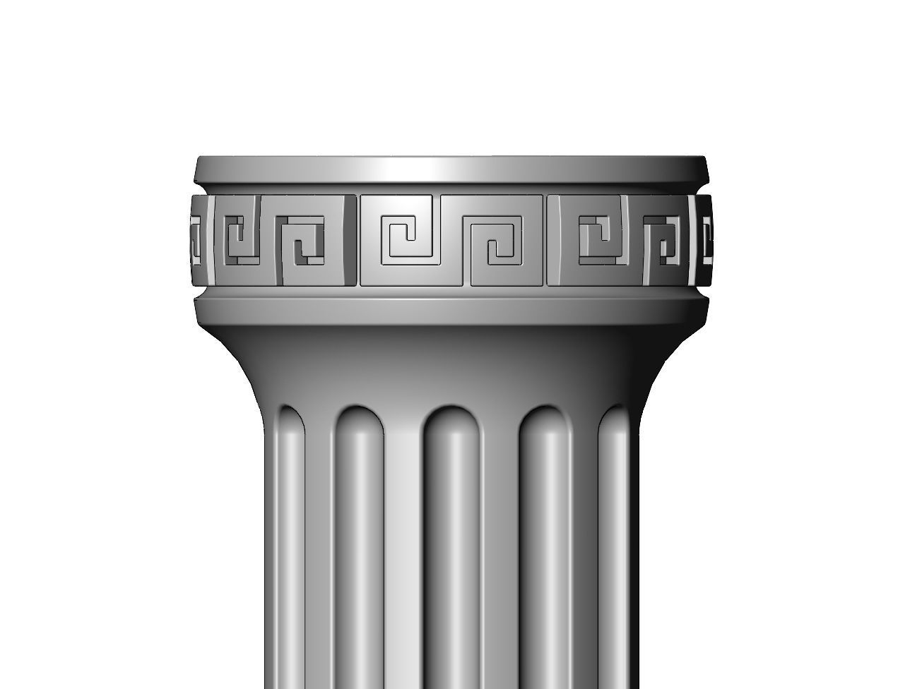 Fluted greek key scrolls ends round pillar column 3D print model_2