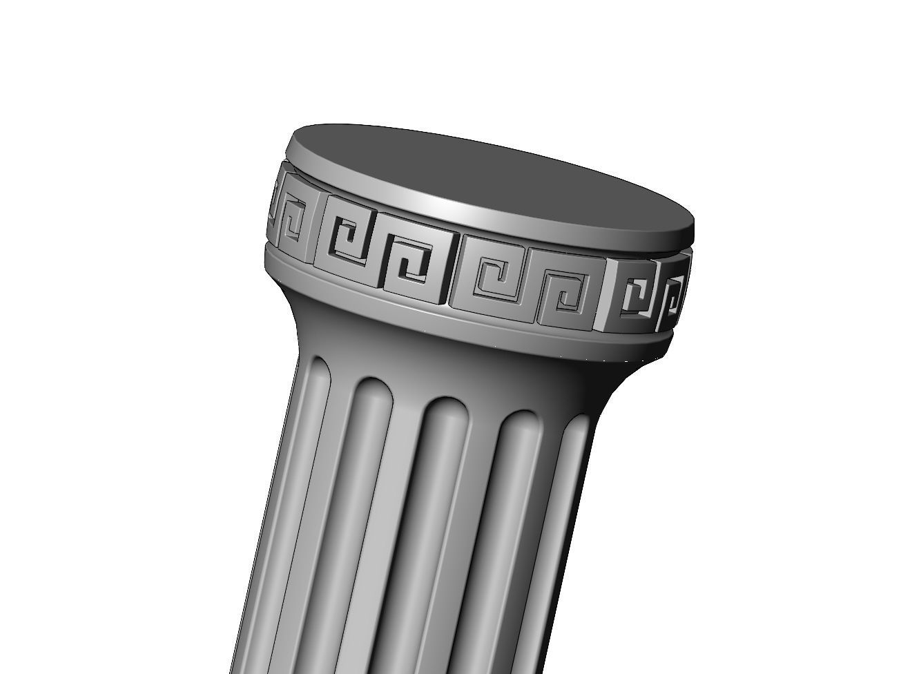 Fluted greek key scrolls ends round pillar column 3D print model_1