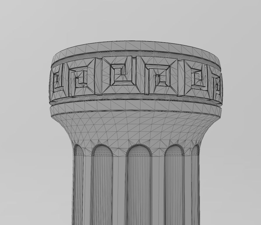 Fluted greek key scrolls ends round pillar column 3D print model_16