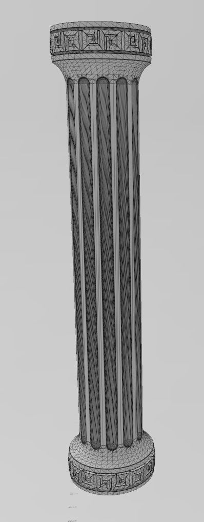 Fluted greek key scrolls ends round pillar column 3D print model_17