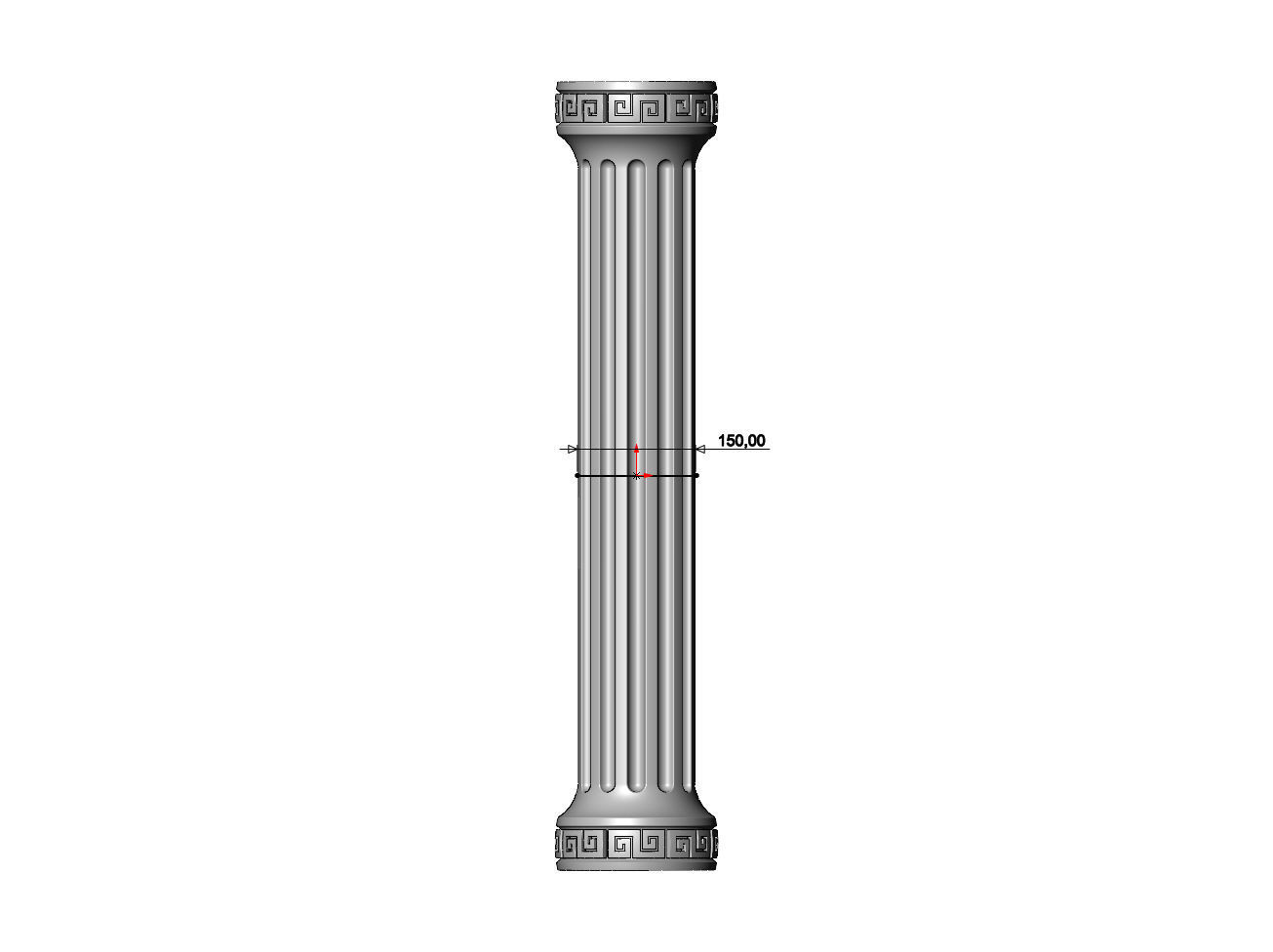Fluted greek key scrolls ends round pillar column 3D print model_6