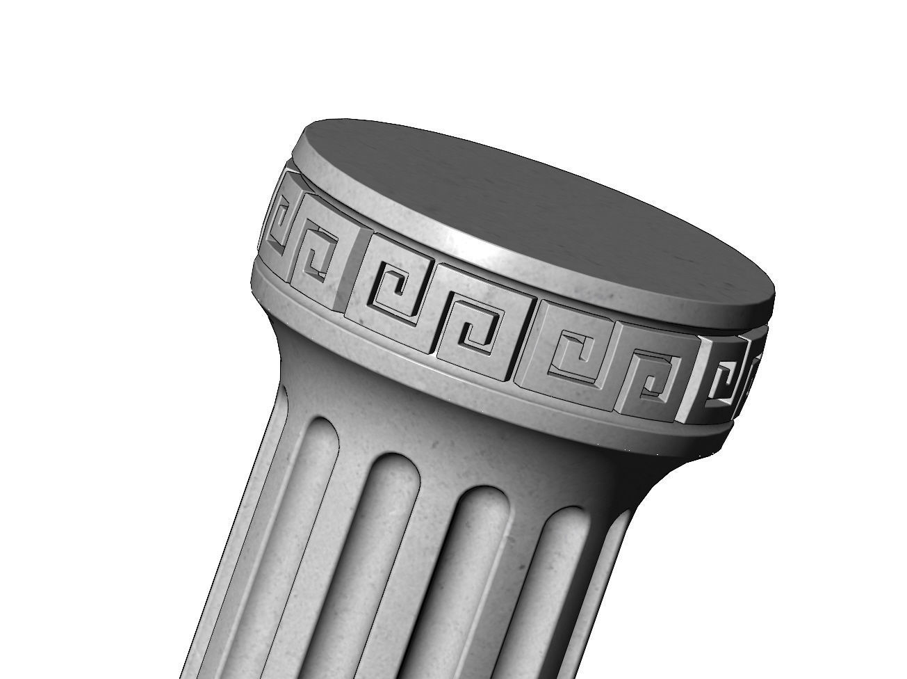 Fluted greek key scrolls ends round pillar column 3D print model_9