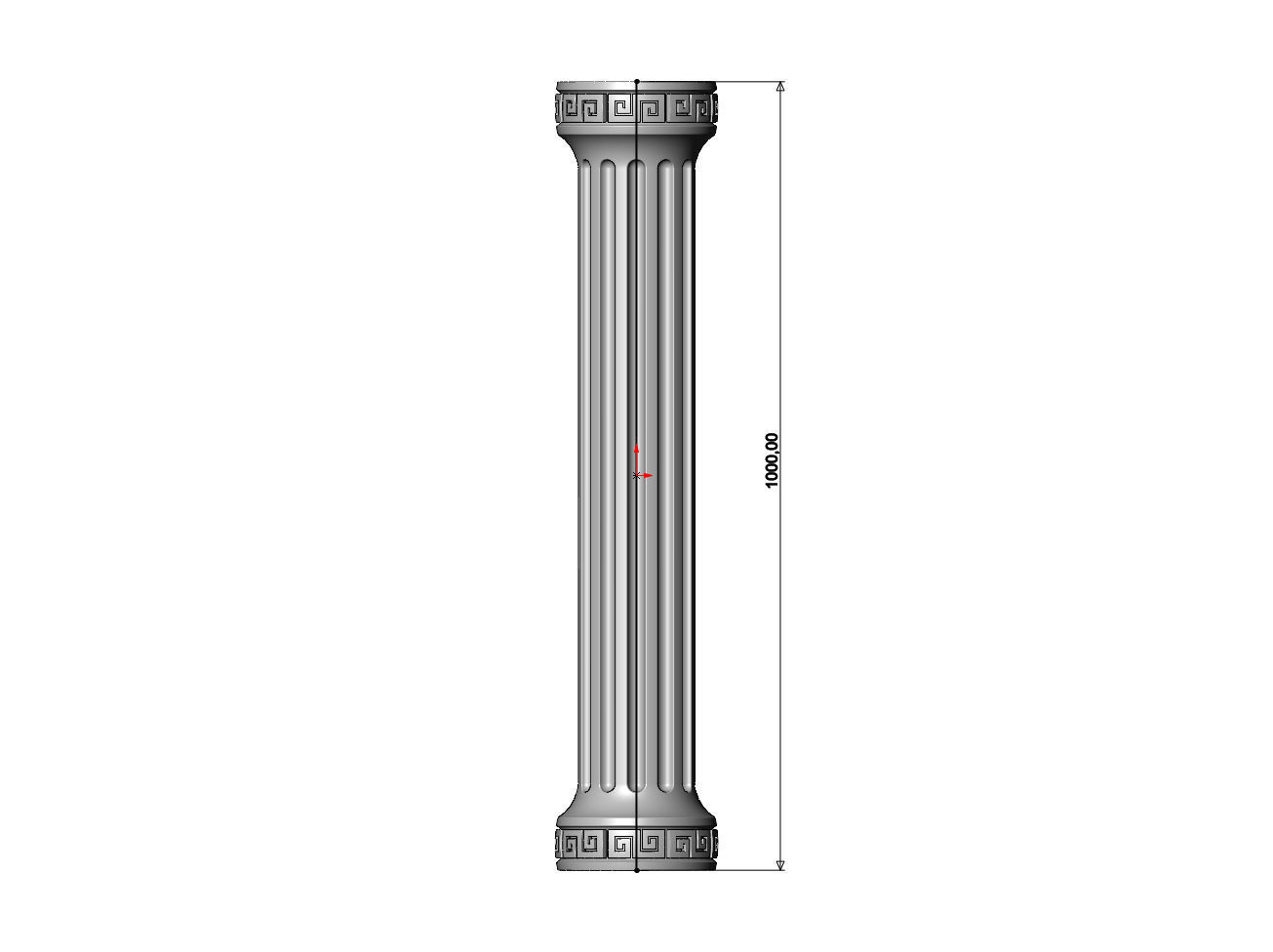 Fluted greek key scrolls ends round pillar column 3D print model_5