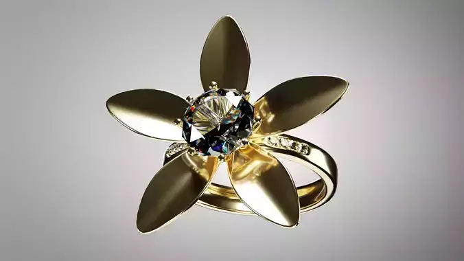 Lily Flower Diamond Ring