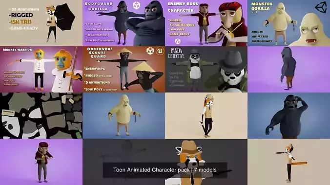 Toon Animated monkey Character pack
