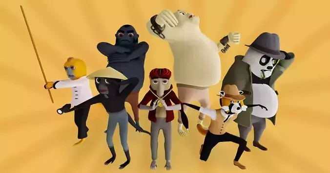 Toon Animated monkey Character pack 3D Model Collection