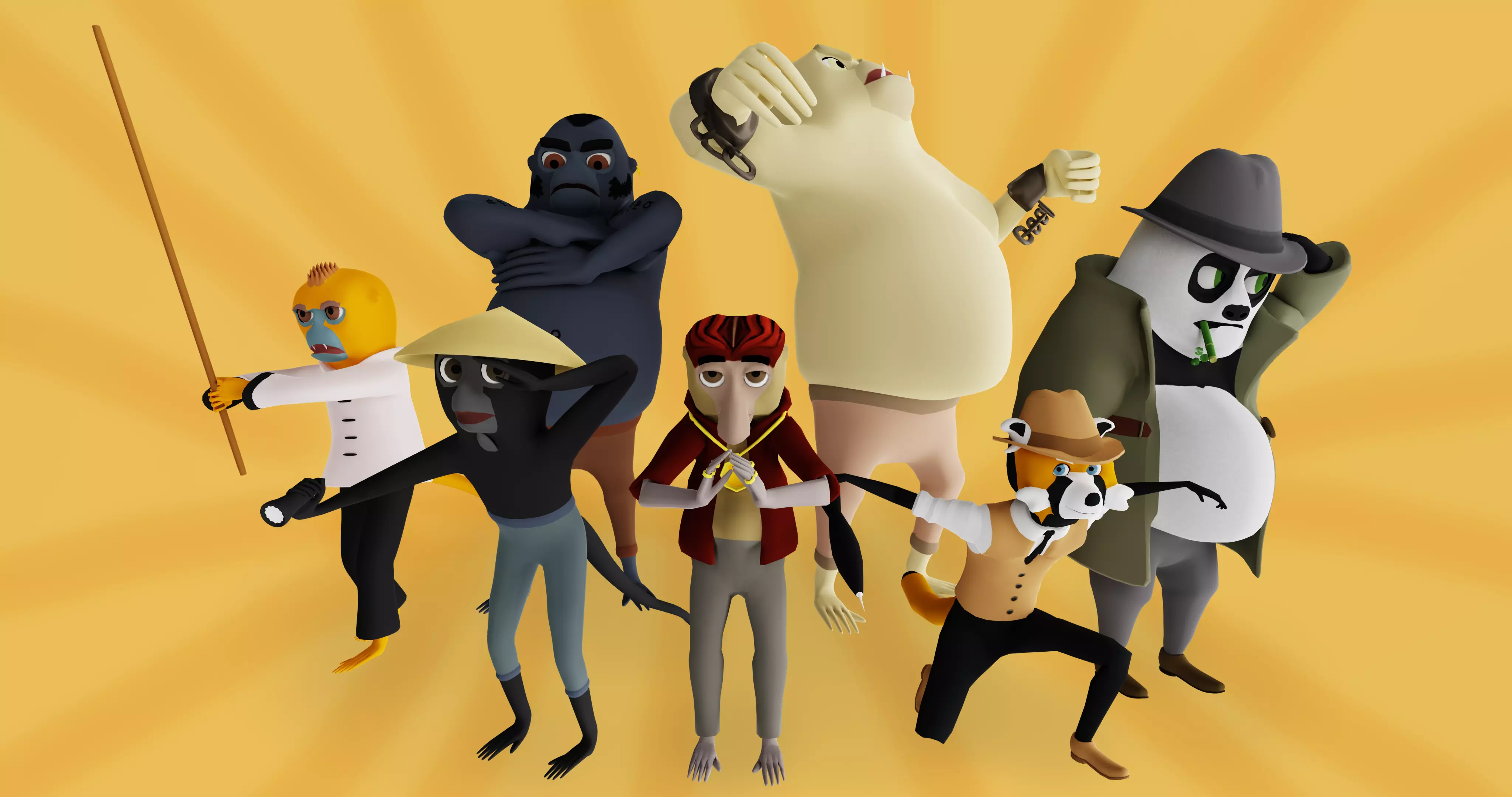 Toon Animated monkey Character pack 3D Model Collection_0