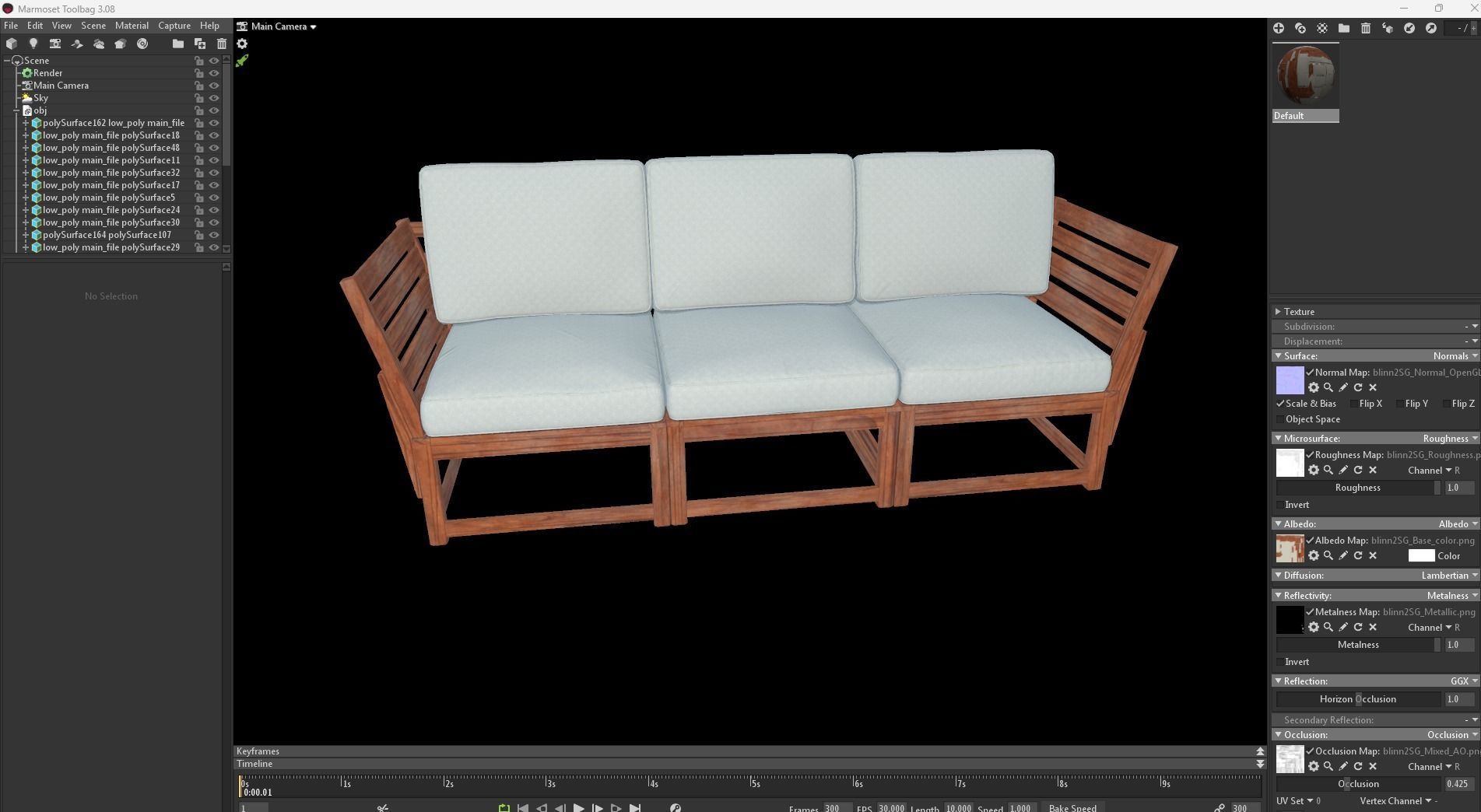 Sofa Three Seater low Poly 3d model 3D model_27