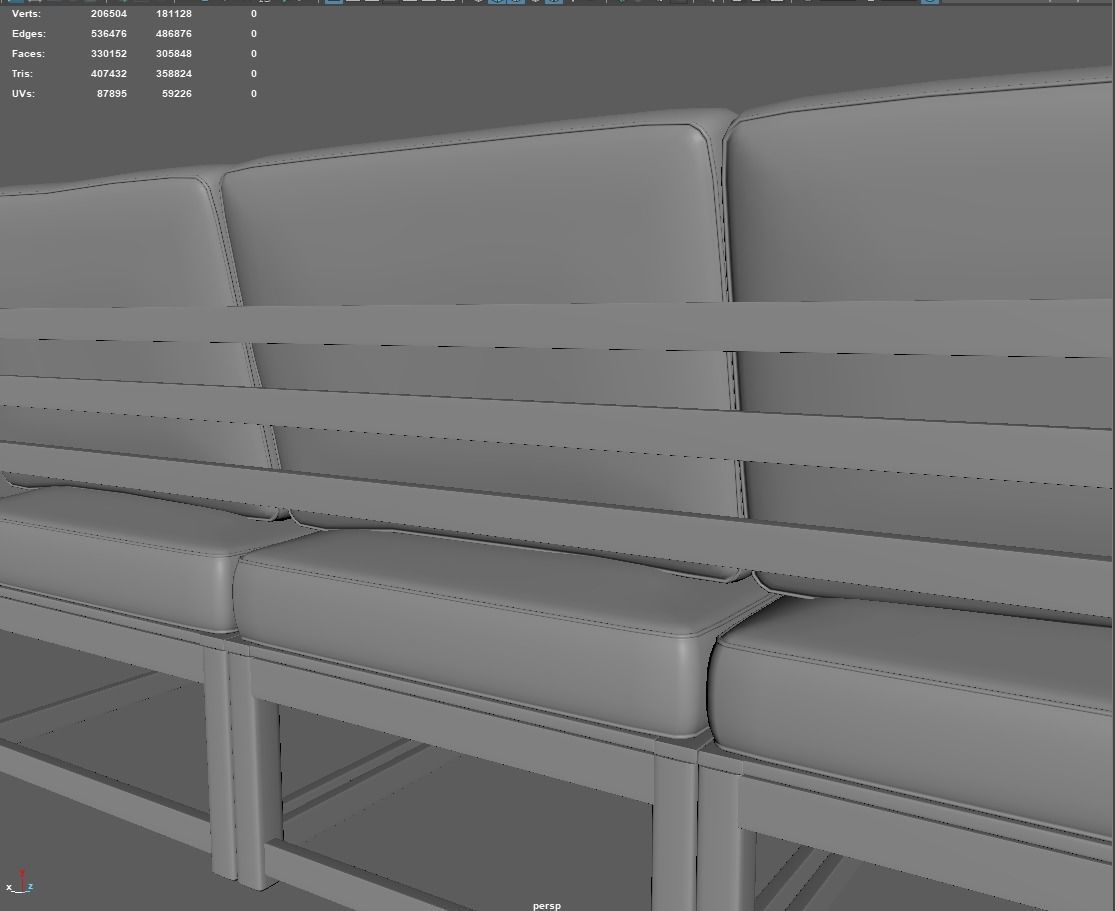 Sofa Three Seater low Poly 3d model 3D model_24