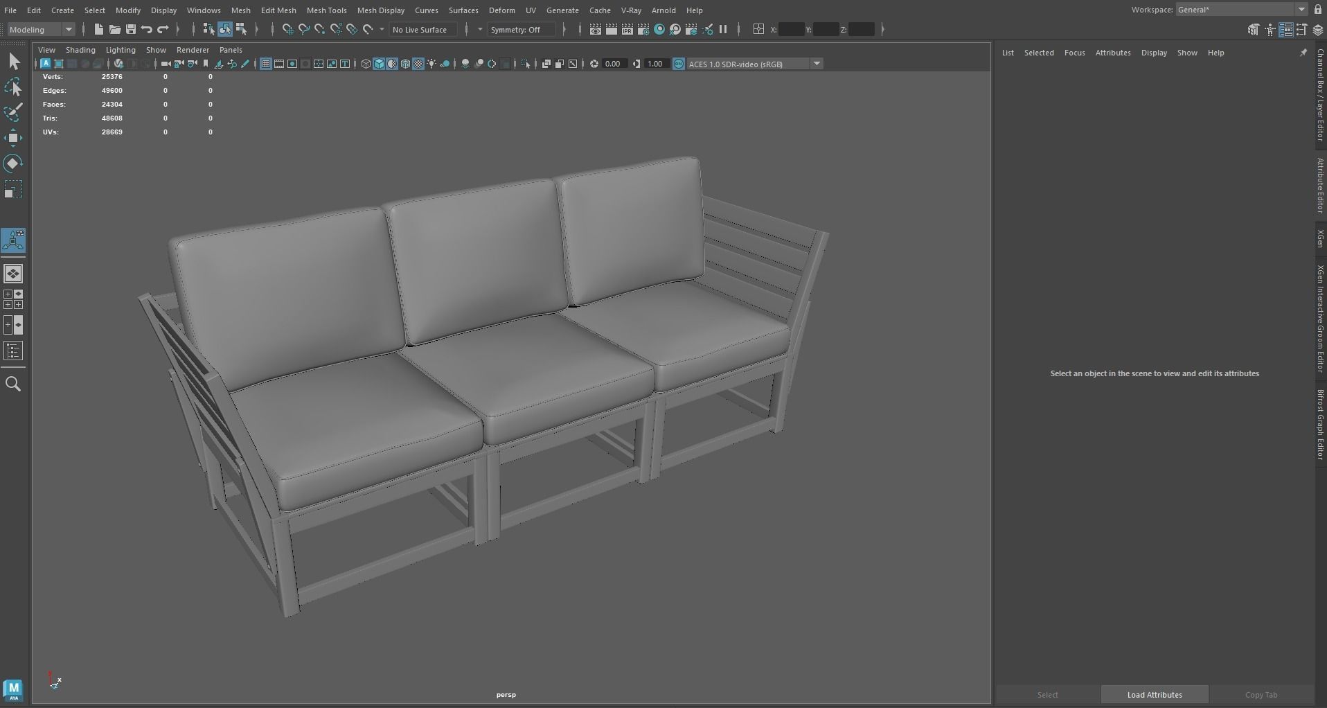 Sofa Three Seater low Poly 3d model 3D model_25