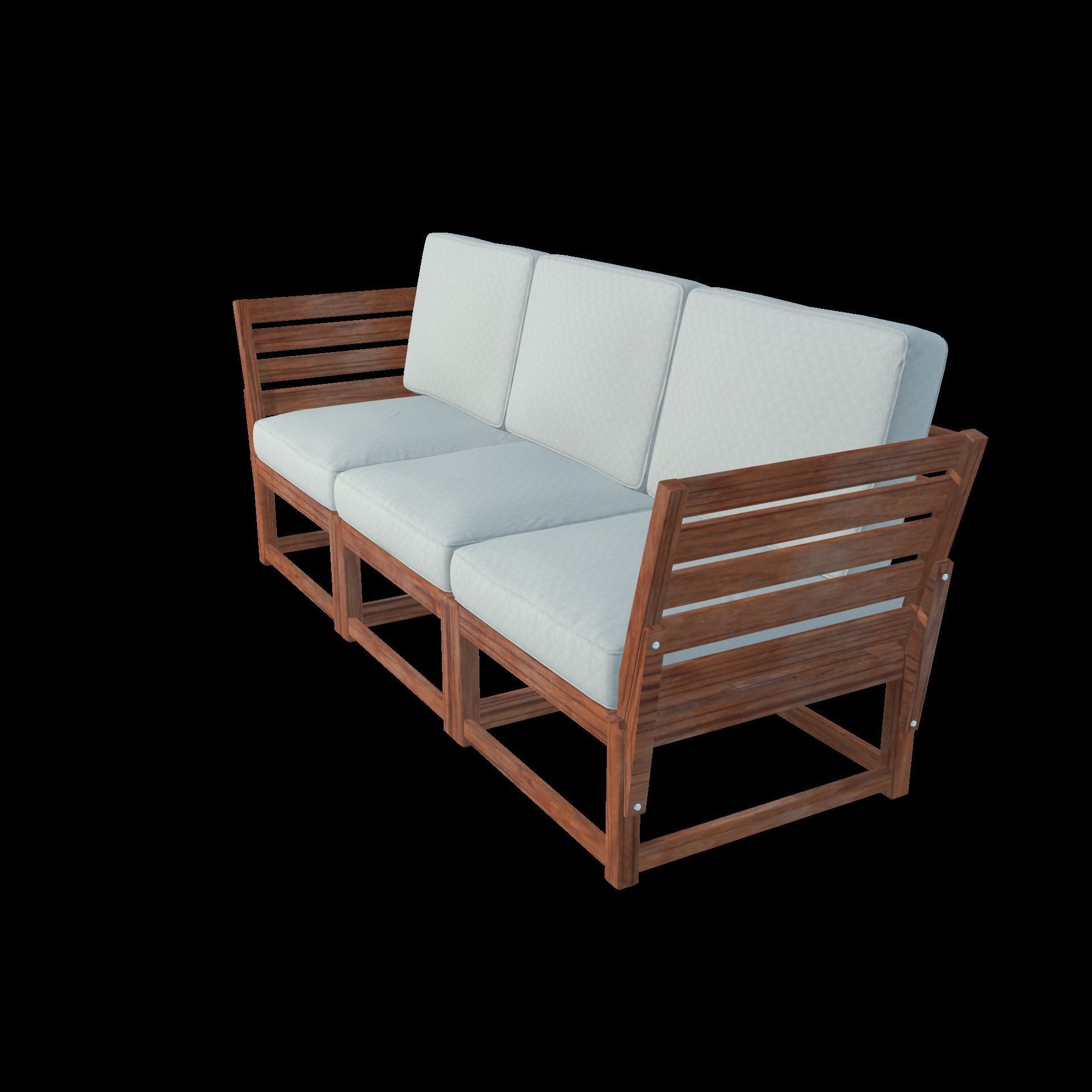 Sofa Three Seater low Poly 3d model 3D model_2