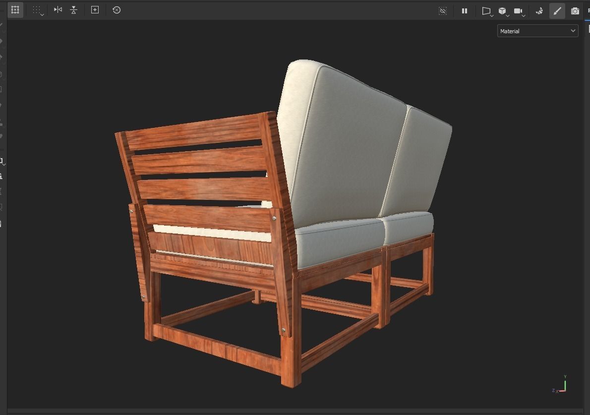 Sofa Three Seater low Poly 3d model 3D model_17