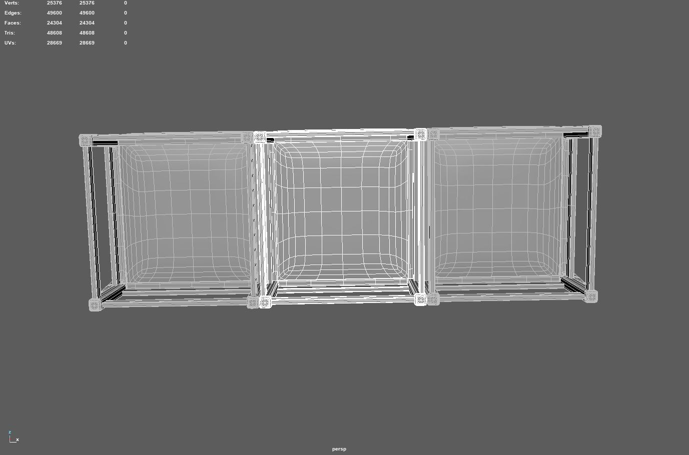 Sofa Three Seater low Poly 3d model 3D model_21