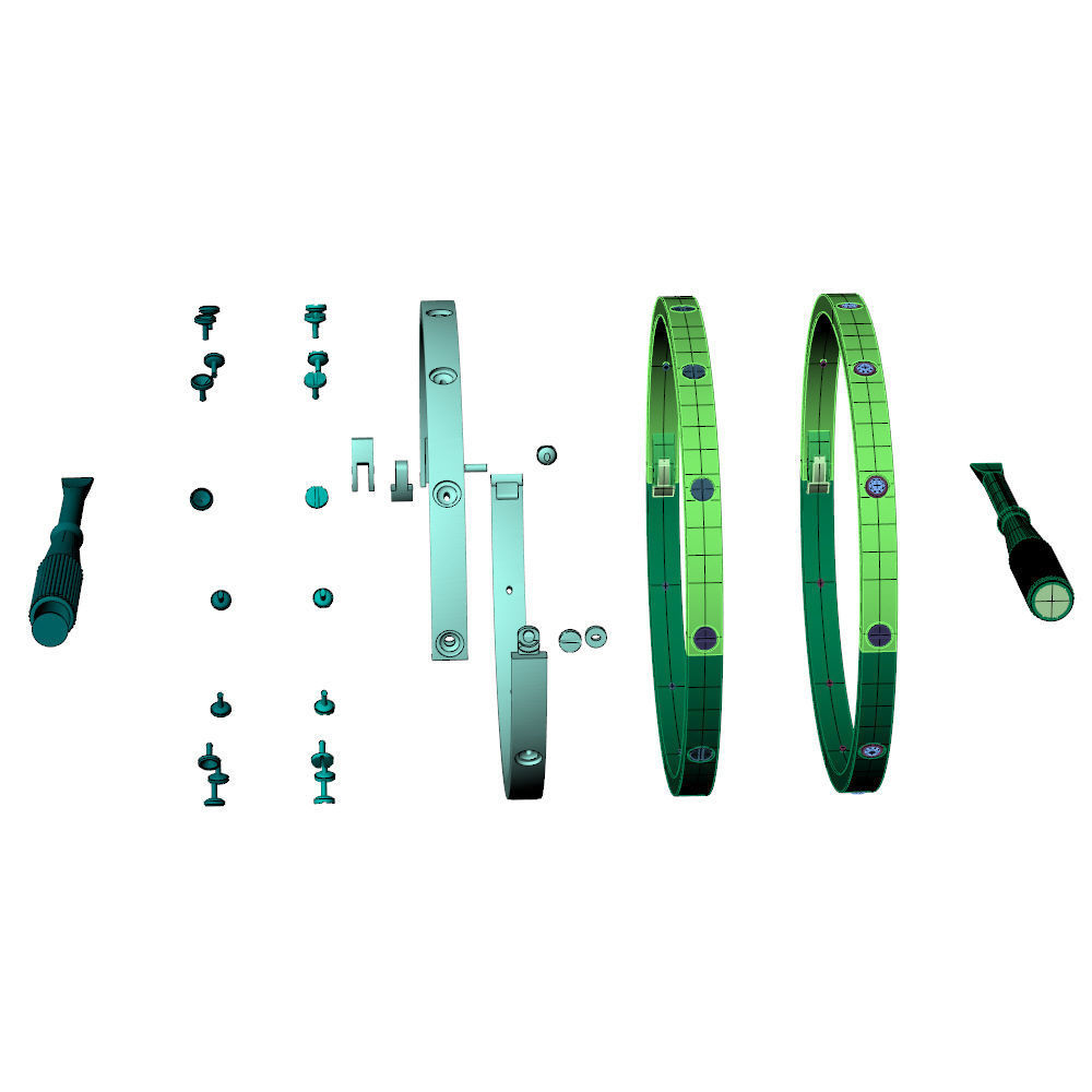 Love Small C Bracelet Diamonds or Screws 16 cm 3D print model_9